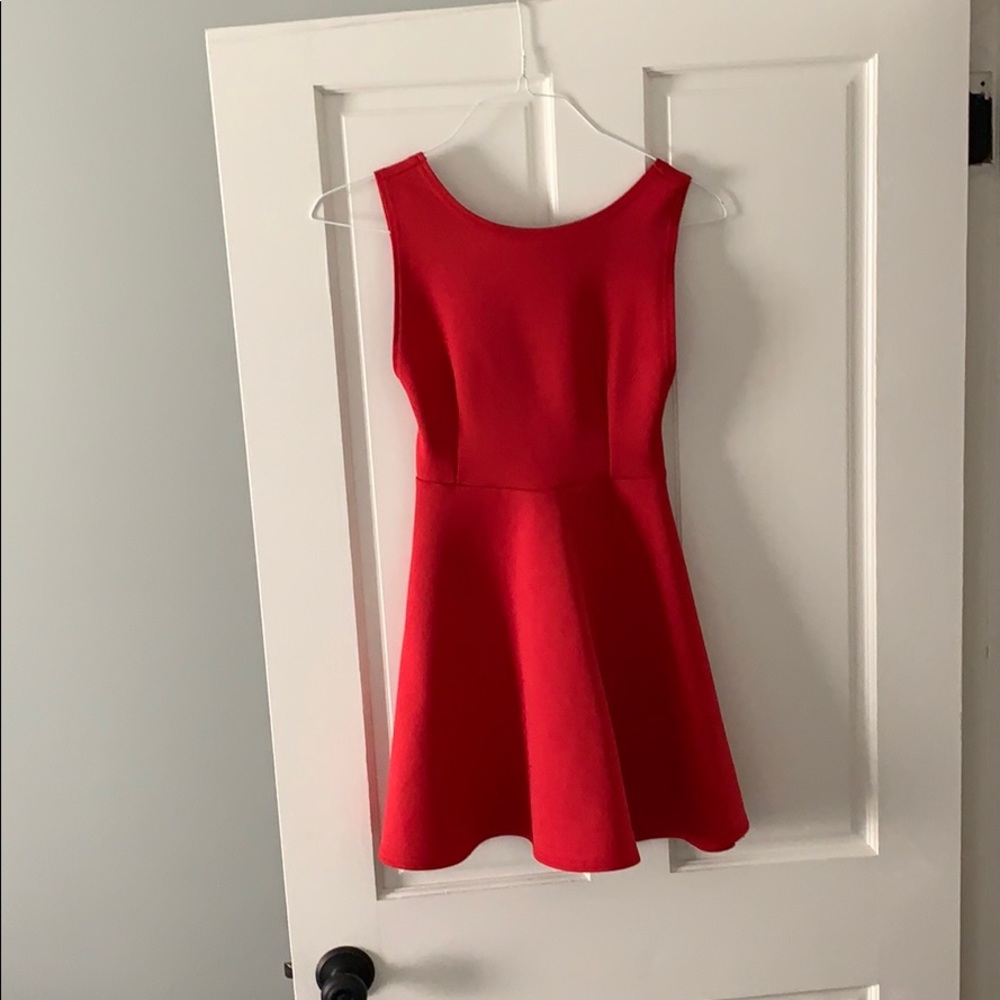 Missguided Red Open Back Skater Dress